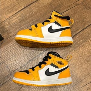 Toddler Kids Nike Jordan 1 Mid Taxi Black White Size 8c